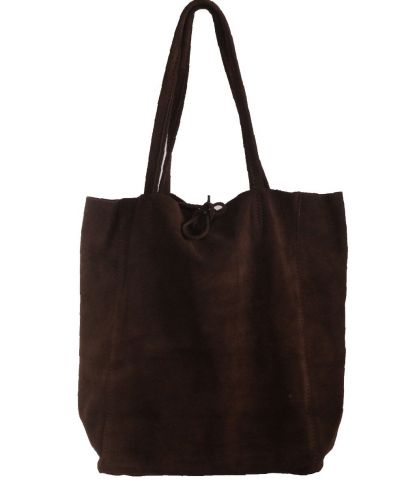 Suede shopper in donkerbruin