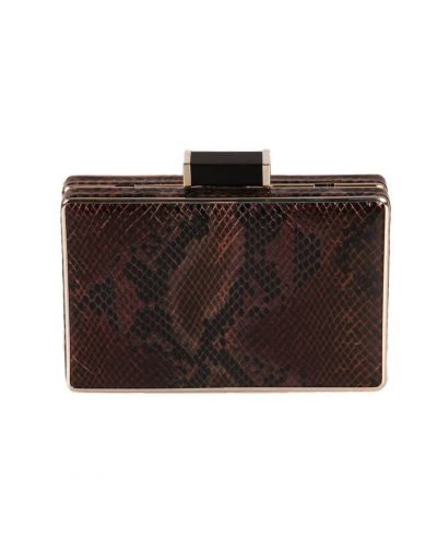 Clutch met slangenprint in zwart en bruin-tinten