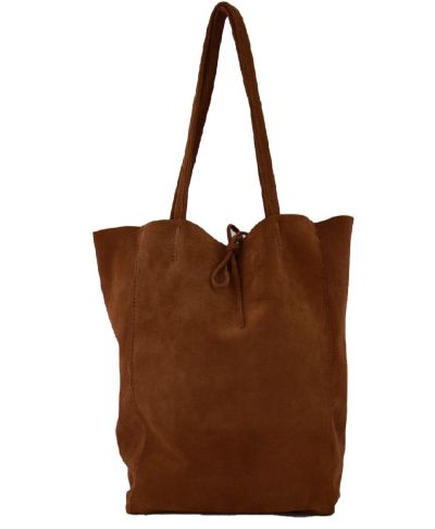 Suede shopper in cognac