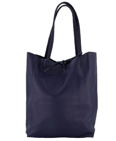 Lederen shopper in donkerblauw