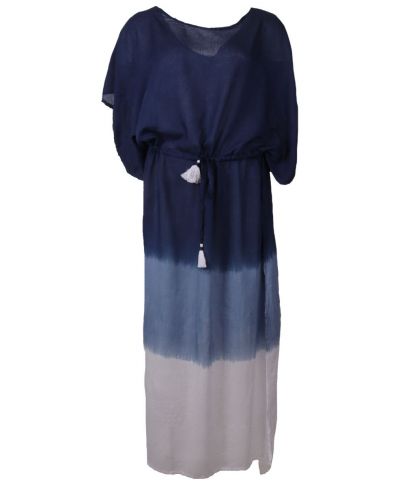 Lange kaftan in donkerblauw met kleurverloop