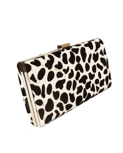 Fluwelen clutch in zwart en wit