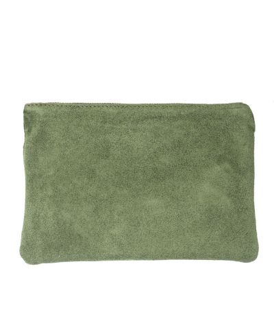 Suède lederen fold-over clutch in groen