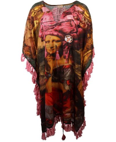 Katoenen kaftan met afbeelding van een kunstschilderij