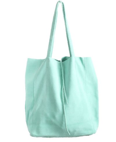 Suede shopper in mintgroen