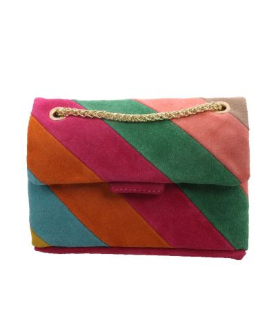 Suede regenboog tas