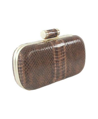 Bruine pythonprint box clutch