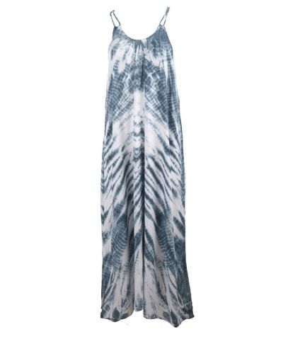 Strandjurk tie-dye print in grijs-blauw en wit