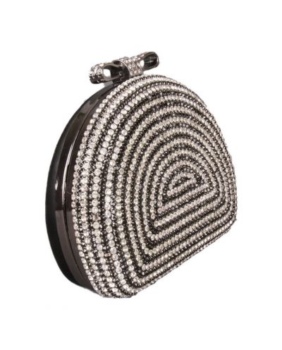 Zwarte halfronde box-clutch afgewerkt met strass