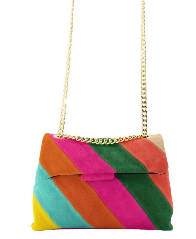 Suede regenboog tas - XL