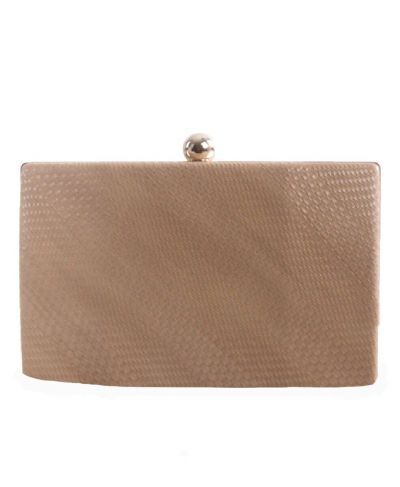 Taupe kleurige box clutch 