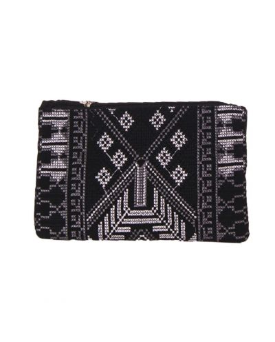 Zwarte clutch met azteken patroon