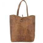 Cognac lederen croco shopper