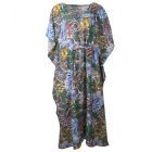 Jadegroene kaftan met bloemenprint