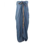 Denimblauwe crêpe voile pareo met goudkleurige