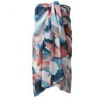 Katoenen sarong met aquarel print in blauw en terra