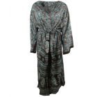 Lange zijde-blend kimono in mintgroen met paisley print