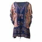 Korte kaftan met mixed design en V-hals