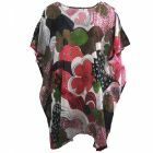 Katoenen kaftan met bloemenprint in hardroze