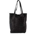 Zwarte lederen croco shopper