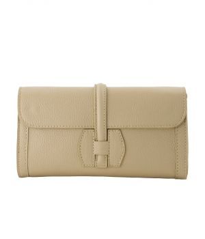 Lederen envelop clutch in beige