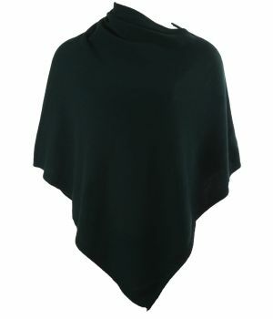 Kasjmier-blend poncho in donkergroene