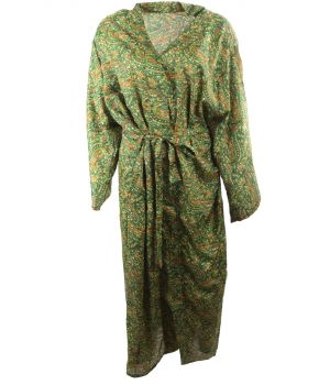 Lange kimono met paisley print in limegroen