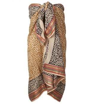 Katoenen sarong met mozaïek print in okergeel