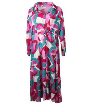 Maxi-jurk met grafische print in roze en zeegroen
