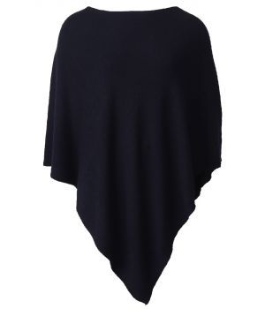 Poncho in kasjmier-blend in donkerblauw